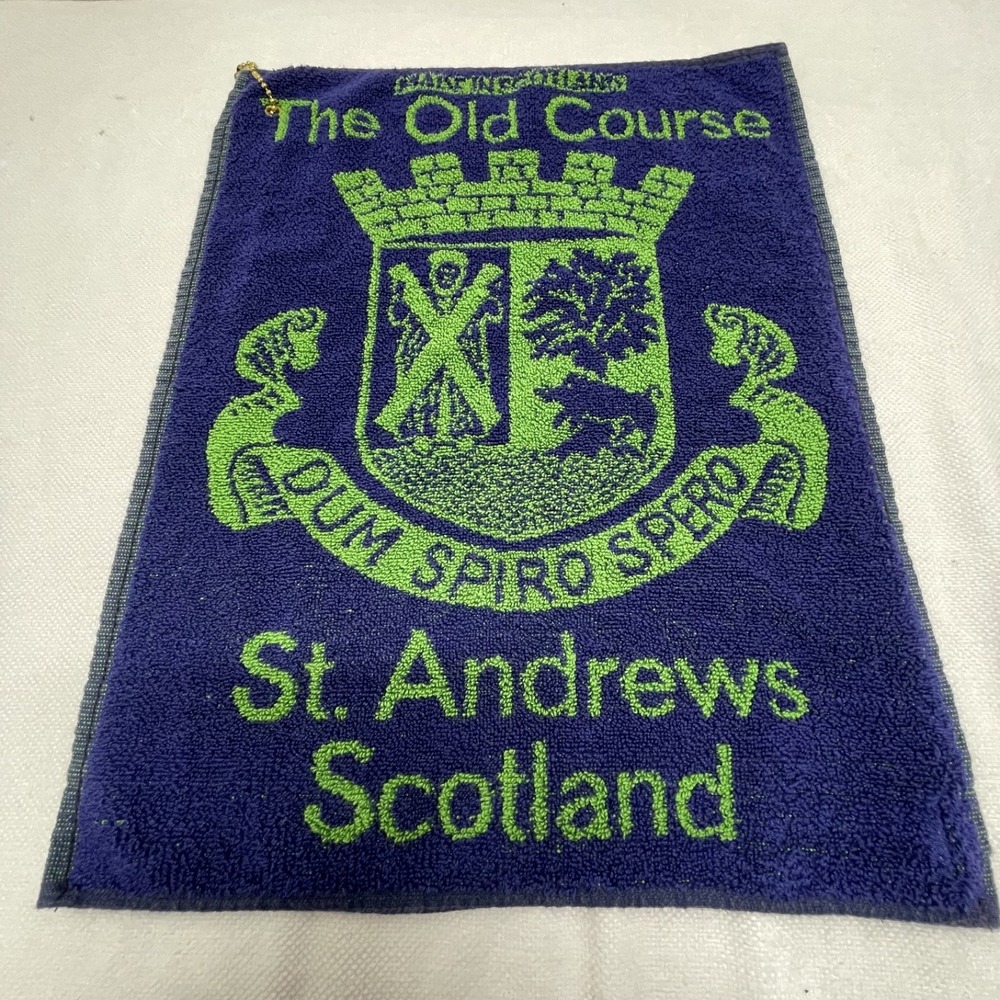 The Old Course St. Andrews Scotland Golf Club Towel Bag Blue Green Vintage - Picture 4 of 9